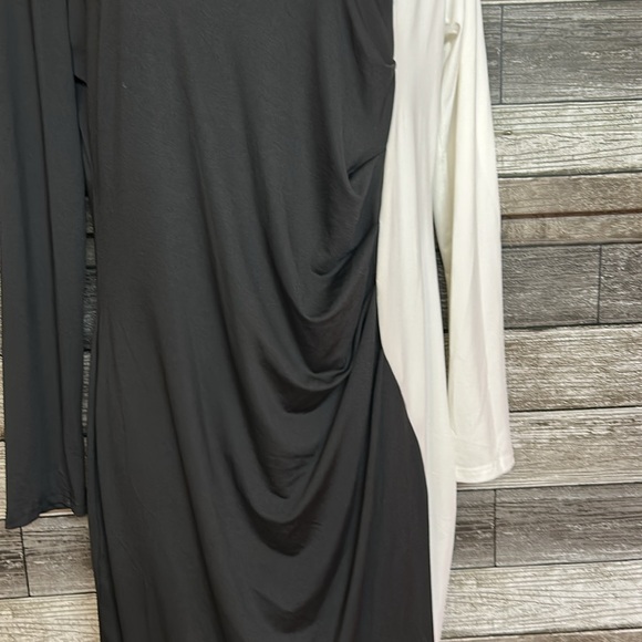 Elegant Black and White Long Sleeve Dress - Picture 4 of 10